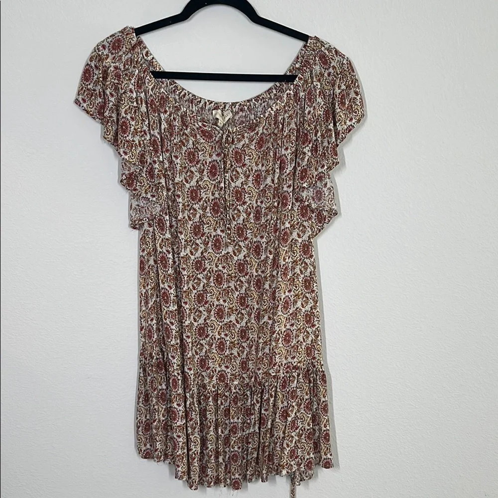 Cynthia Rowley Yellow Floral Print Boho Mini Dress Size M